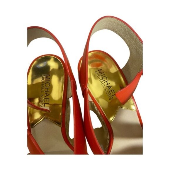 Michael Michael Kors Giovanna Leather Wedge Sandals – Mandarin – Size 8.5 - Picture 3 of 10
